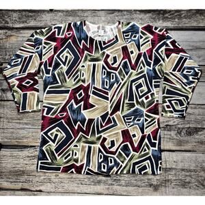 Milano Design Group Geometric 3/4 Sleeve Sweater Womens Size XL